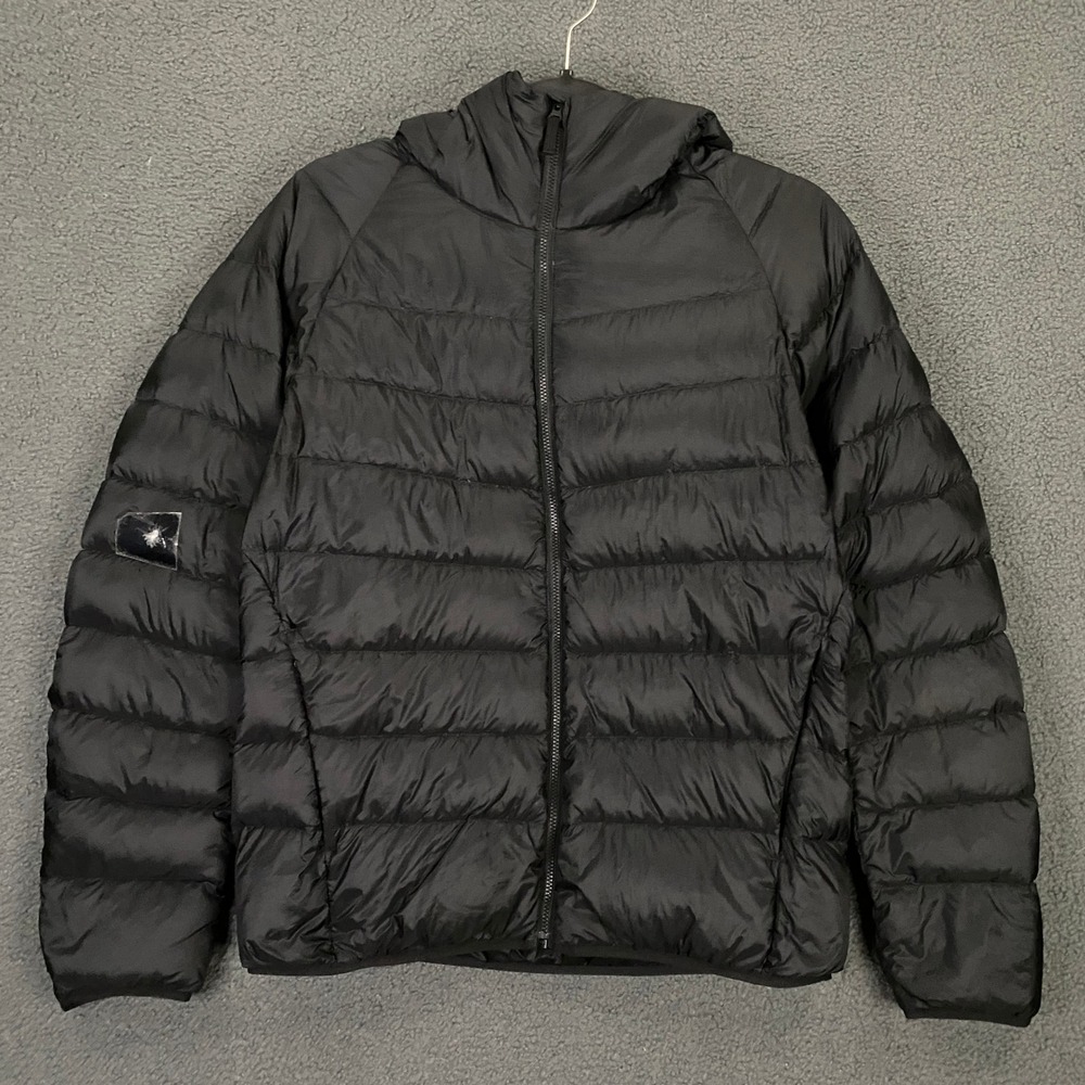 Uniqlo Ultra Light Down Jacket Womens Small Black Hooded Puffer Quilted